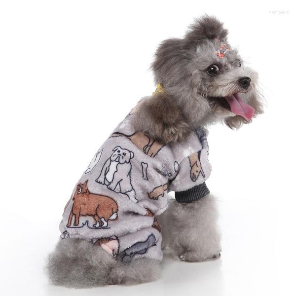 Chien Vêtements Polaire Manteau Mignon Petits Chiens Pet Pyjamas Chat Vêtements Chiot Combinaison Pour Bichon Teddy Pomeranian Imprimé Vêtements