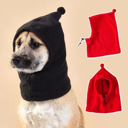 Vêtements pour chiens Chapeau polaire Chapeau de transformation pour animaux de compagnie Couvre-chef de couleur pure Casquette de réglage à cordon chaud drôle décontracté