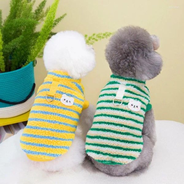 Habitant pour chiens Jumper de veste chaude d'hiver Veste de veste de veste pour chat Vêtements de chiot flou doux avec un hachulet de harnais en d rayures