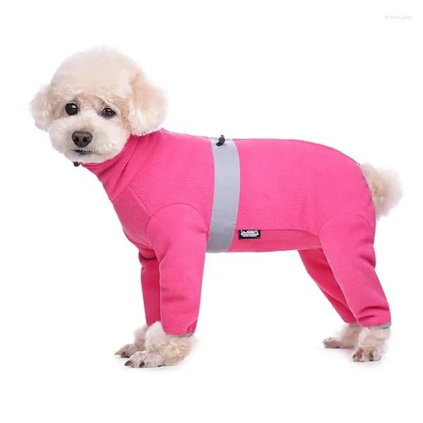 Vêtements pour chiens Pyjamas en polaire pour petits chiens Épaissir le manteau d'hiver coupe-vent polaire réfléchissant Zip-Up Puppy Outfit Cuttable Belly