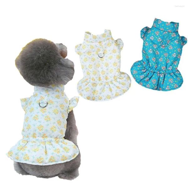 Vêtements de chien Polaire Princesse Robe Mignon Doux Hiver Chaud Floral Chiot Jupe Avec D-ring Towable Coton Manteau Petits Chiens Chats Vêtements