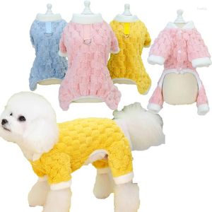Vêtements pour animaux de compagnie d'hiver vêtements pour chiens pour petits chiwawa rose jaune bleu pyjamas à sauts en combinaison d-ring chiot sauthes en pyjama