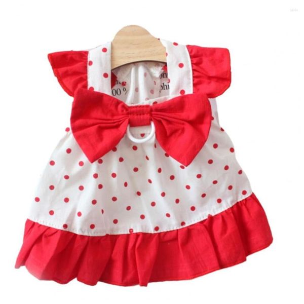 Vêtements pour chiens Robe florale Rouge Polka Dot Princesse Ins Style Sweet Bowtie pour chiens et chats Printemps Été Costume pour animaux de compagnie