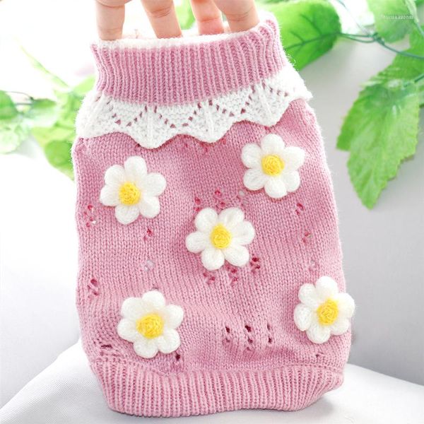 Chien Vêtements Floral Dentelle Chandail Gilet Chemise Garçon Fille Mode Rose Pet Chiot Chaton Chat Manteau Pour Petit Chihuahua Automne Hiver Carlins Veste