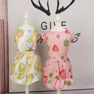 Vêtements pour chiens Robe de princesse florale pour animaux de compagnie avec motif de fruits Décoration facile à porter Tenue d'été confortable Vêtements pour chiots