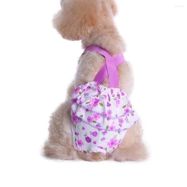 Vêtements pour chiens Imprimé floral Chiens Shorts physiologiques Bretelles Coton pour animaux de compagnie Culottes sanitaires Couches Slip Summer Style Favorite Xs