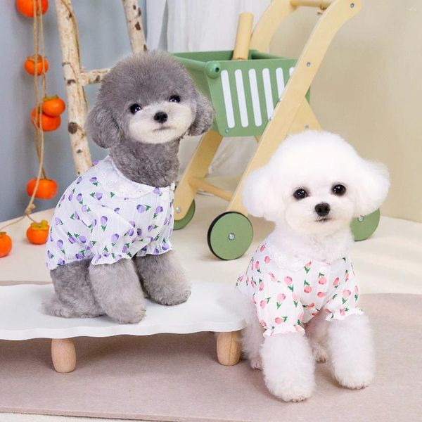 Vêtements pour chiens Vêtements à motifs de fleurs Chemise pour animaux de compagnie pour petits chiens Costume de chiot de printemps Costume de chat imprimé mignon Chihuahua Tenues