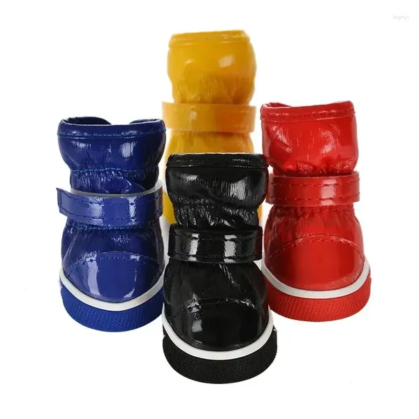 Vêtements de chien Chaussures Chihuahua S Bottes En Cuir Neige Chaud Antidérapant Chats De Compagnie Chiot Imperméable Petites Chaussures D'hiver PCS Pour 4