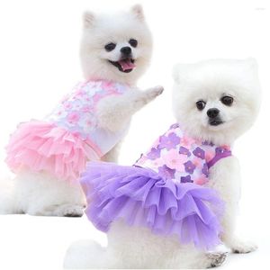 Vêtements pour chiens pour petits cadeaux d'anniversaire fournitures de fête en fleur de pêcher robe de mariée vêtements pour chiots jupes Costume pour animaux de compagnie