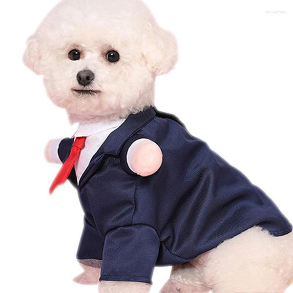 Vêtements pour chiens costumes formels smoking créatif avec tenue de noeud papillon rouge pour petits chiens moyens costume fête mariage