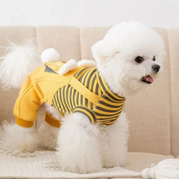 Vêtements de chien à quatre pattes à pattes chaudes-cache-couche automne et hiver en peluche de caricature en peluche