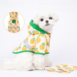 Vêtements pour chiens quatre saisons imprimé fruits chiot vêtements imperméable mince mignon vêtements pour animaux de compagnie imperméable manteau