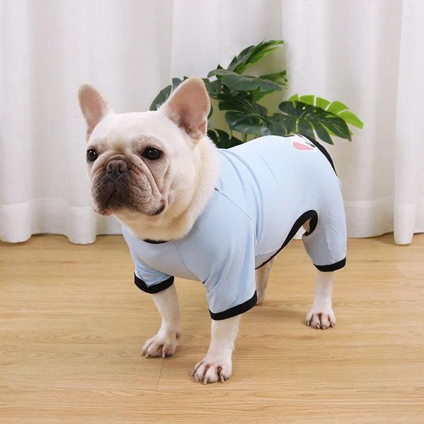 Ropa para perros Ropa Dou francesa Grasa Algodón de cuatro patas Pijamas estampados Cálido Elástico de punto al por mayor