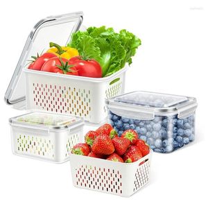 Ropa para perros Contenedores de alimentos frescos para el refrigerador 3 piezas de verduras Almacenamiento de frutas con cestas de drenaje apilables