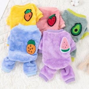 Hondenkleding Fruitpatroon Huisdieroutfit Ronde hals Kleding Gezellige winterjumpsuit voor kleine honden Katten Fleece Chihuahua