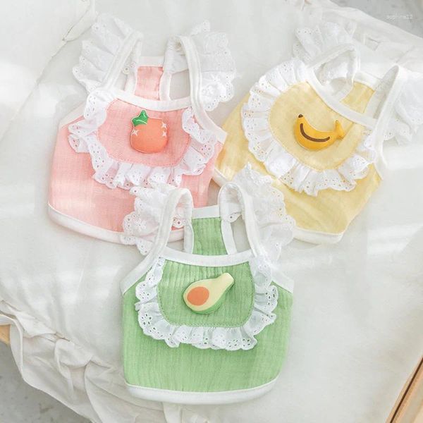 Ropa para perros frutas suspenderas de encaje chalecos para perros ropa gato ropa de mascota pequeña aguacate muñeca muñeca lindo verano verde y Yorkshire