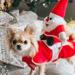 Vêtements de chien amusants pour animaux de compagnie, vêtements de noël, robe d'équitation d'hiver, Costume de Transformation, veste de Cosplay, manteau, vêtements