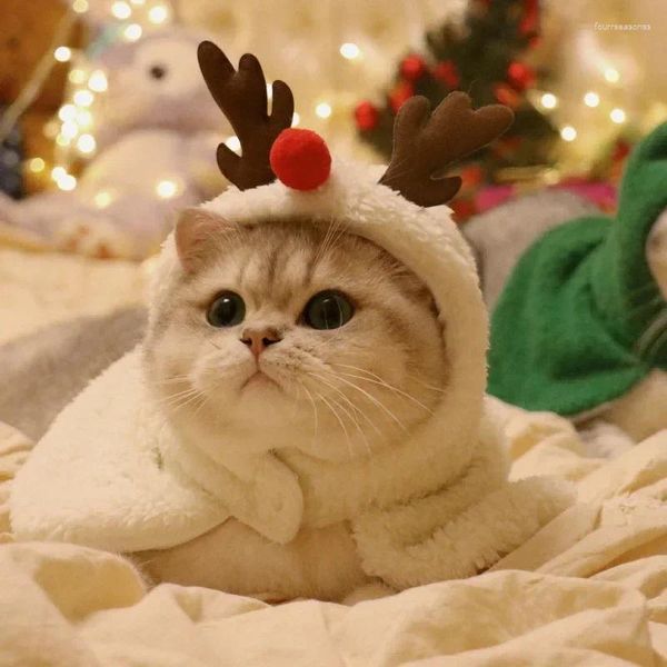 Ropa para perros gato divertido gato navidad capa con sombrero accesorios para mascotas cálidos ciervos ajustables santa claus cosplay