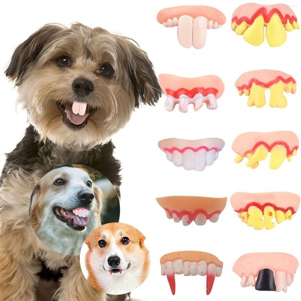 Chien vêtements drôle fausses dents décoration pour animaux de compagnie accessoires dentiers jouets Halloween Tricky Cosplay