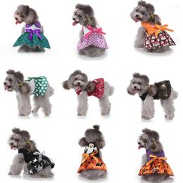 Vêtements de chien drôle Halloween Cosplay Costume robes rayé sirène tenues vêtements jupe de Noël manteau robe avec chapeau pour Poméranien