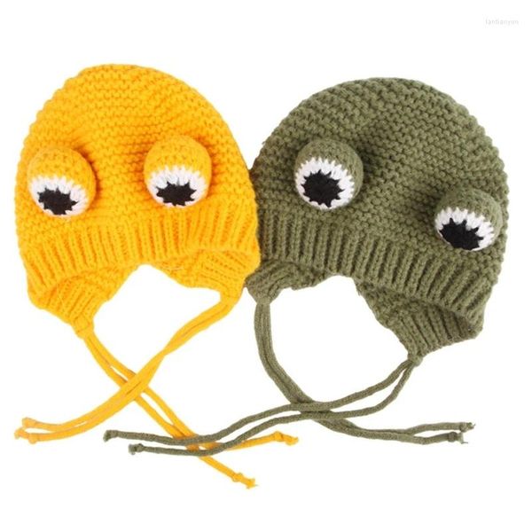 Vêtements pour chiens chapeau de tricot drôle pour les petits chiens dessin animé 3d grands yeux costume de chiot charm