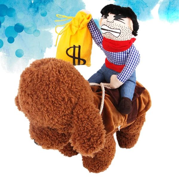 Ropa para perros disfraz de mascotas de mascota jinete de vaquero con dinero vestida de silla de decoración de peluche suministros de cachorros novedosos