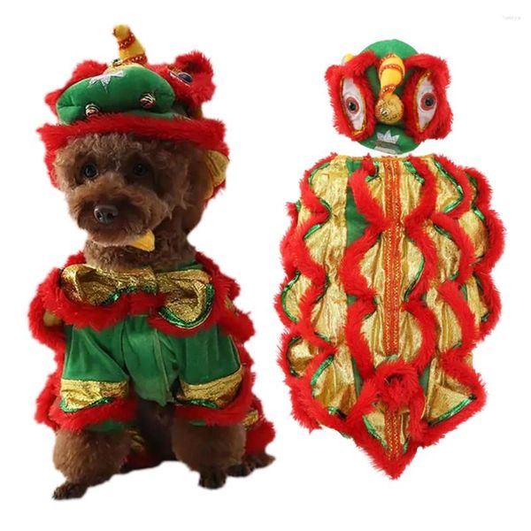 Vêtements pour chiens drôle de compagnie Halloween Costumes chinois Tradition Lion Danse Vêtements avec couvre-chefs ajusté coloré pour chiens chats Party de plein air