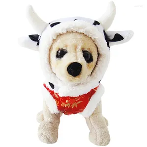 Vêtements de chien drôle de animal de compagnie chapeau de chat bel caricature de vache de vache de vache de vache costume bandeau en peluche chiot en peluche accessoires