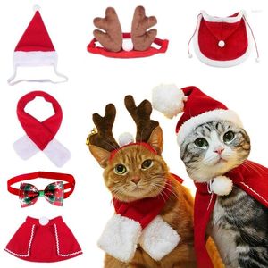 Vêtements pour chiens drôle chaud costume pour animaux de compagnie chat vêtements de noël chats chapeaux cape vêtements chiot Santa rouge écharpe chapeau tête décor à la maison