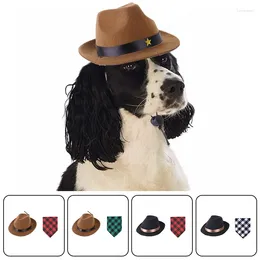 Vêtements de chien drôle de cowboy western western chat caps caps écharpe mode petit gentleman po po prop.