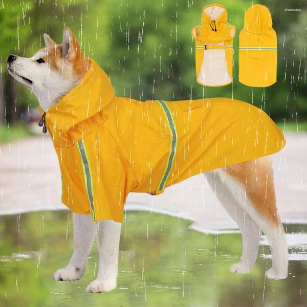 Vêtements pour chiens FunPets 1pc imperméable pour animaux de compagnie Cape de pluie vêtements de poche réfléchissants fournitures imperméables en cuir PU