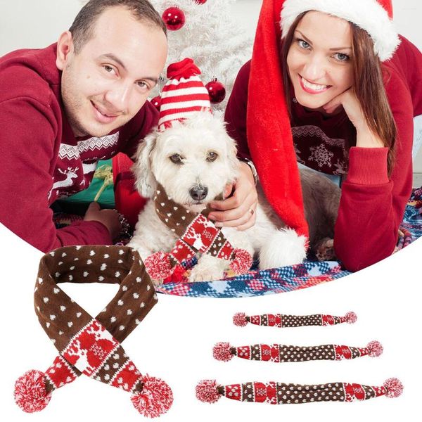 Vêtements pour chiens Colliers pour filles Forts pour les grands chiens Écharpe imprimée de cerfs de Noël Ceinture de collier à maillons cubains