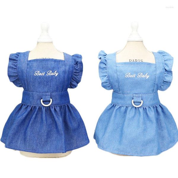 Vestimenta de ropa de perro vestida de mezclilla ropa de verano gato falda para perros pequeños chihuahua ropa cachito gatito tutu vestidos l