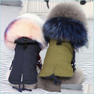 Appareils pour chiens Glorious Kek Winter Clothes Chiens Luxury Faux Fur Collar Collar pour petit PET TEMP TEMP TEMP TARKA VESTS DE PUPYD PUPY DHDW4