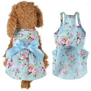 Vêtements de chien bonne robe coton super doux accrocheur moyen chat floral animal de compagnie vêtements d'été vêtements motif de fleur