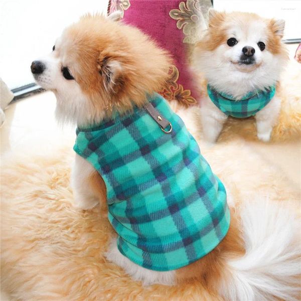 Appareils pour chiens chemises à plaid vert automne d'hiver vilon thermique à sweat à sweat à sweat chaud épaissis de veste en toison polaire épaissis pour les petits chiens