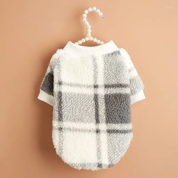 Vêtements pour chiens Gris Stripe Peluche Sweat à capuche Vêtements Mode Simple Petits chiens Vêtements Chat Casual Costume confortable Produits pour animaux de compagnie en gros