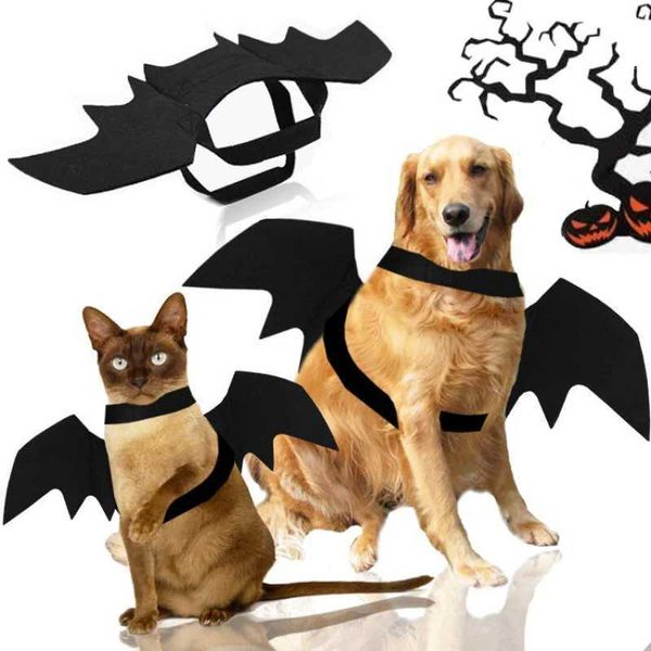 Appareils pour chiens Halloween Costume For Dogs Pet Bat Wings Cat Dress Up Accessoires Party Péro Wing H240506