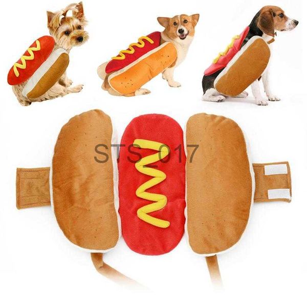 Vêtements de chien Halloween Costume Hot Dog en forme de teckel saucisse réglable vêtements drôle plus chaud pour chiot chien chat animal de compagnie habiller fournitures x0904
