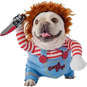 Vêtements pour chiens Halloween Dog Crazy Killer Costume Party Pet Cosplay Vêtements Machine Lavable Chiot Manteau Chihuahuas Transformez-vous en vêtements 231023