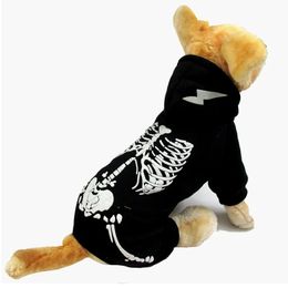 Vêtements pour chiens Halloween Vêtements drôles Petits chiens Costume Chiot Manteau Squelette Teddy Keji Night Light Automne Hiver Pet 231122