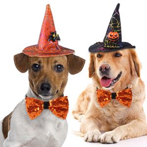 Hondenkleding Halloween -hoeden Pompoenpatroon Spider Web Wizard Creative Pet Party Decorate Bat -kostuum voor kleine kattenbenodigdheden 220920