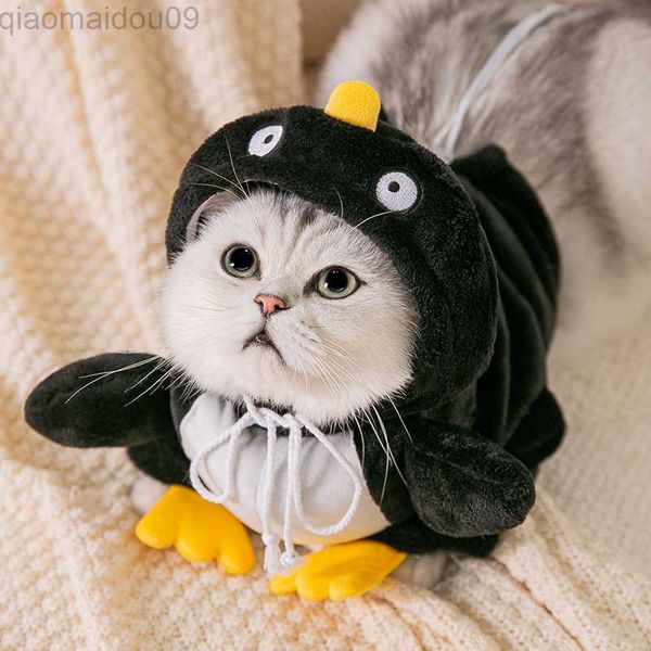 Ropa para perros Traje de Halloween Mascotas Ropa para perros Abrigo de pingüino Ropa para perros Gato Pequeño Lindo Espesar Otoño Invierno Negro Moda Niño Yorkshire AA230327