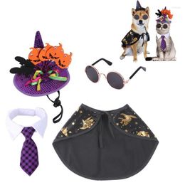 Vêtements pour chiens Halloween accessoires pour animaux drôle chapeau Triangle Bandanas lunettes cape ensemble articles casquettes chiot produit chat fête Cosplay