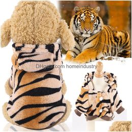 Vêtements pour chiens Halloween Vêtements pour animaux de compagnie Automne et hiver Flanelle à deux pattes Fournitures de chat chaud Teddy Bichon Tiger Transformation Drop Deliv Dh2Zy