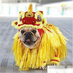 Vêtements pour chiens Halloween Pet Vêtements de la danse chinoise Lion année cosplay costume Dragon Party Festive Lucky Funny Christmas 240130 Drop Del Dhkrv