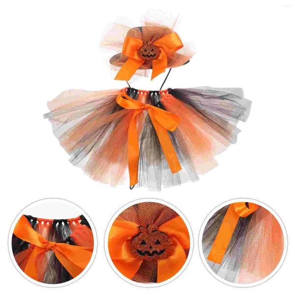 Vêtements pour chiens Halloween Pet Dress Up Set Vêtements pour chat Petit Costume Jupe Chiot Cosplay Prop Tutu Chapeau Citrouille