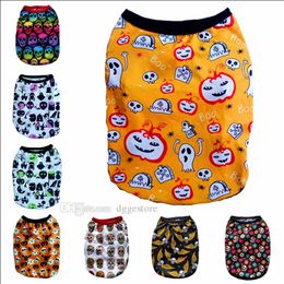 Ropa para perros Camisa de Halloween Camiseta transpirable para mascotas Ropa para cachorros Calabaza Fantasmas Murciélagos Esqueletos Doggi Ropa para fiestas del Día de Todos los Santos Perros pequeños A116