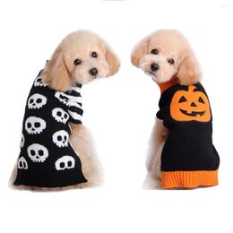 Vêtements pour chiens halloween pull d'hiver automne col rouleau à col roulé à tricot de chiots chauds tenues de vacances à la citrouille drôle costumes de animaux de compagnie chiens chiens