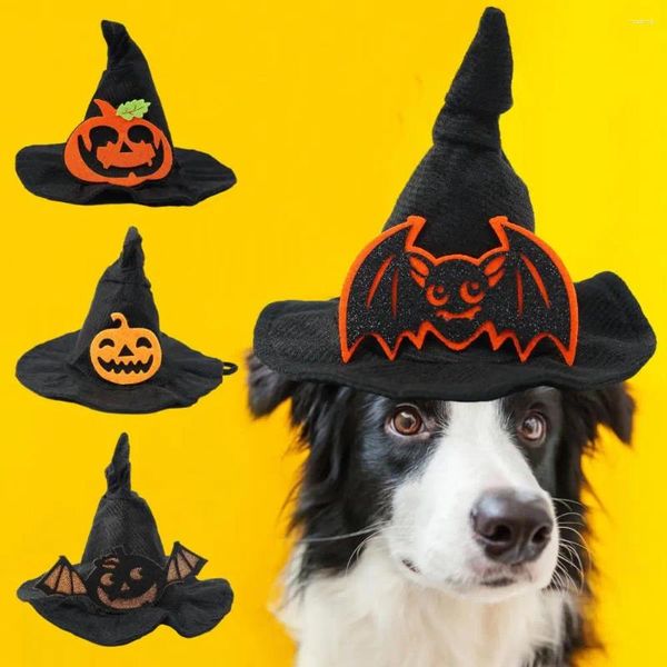 Vêtements pour chiens halloween chapeau de sorcière réglable léger coupable chauve-souris citrouille conception de coiffure de compagnie de compagnie